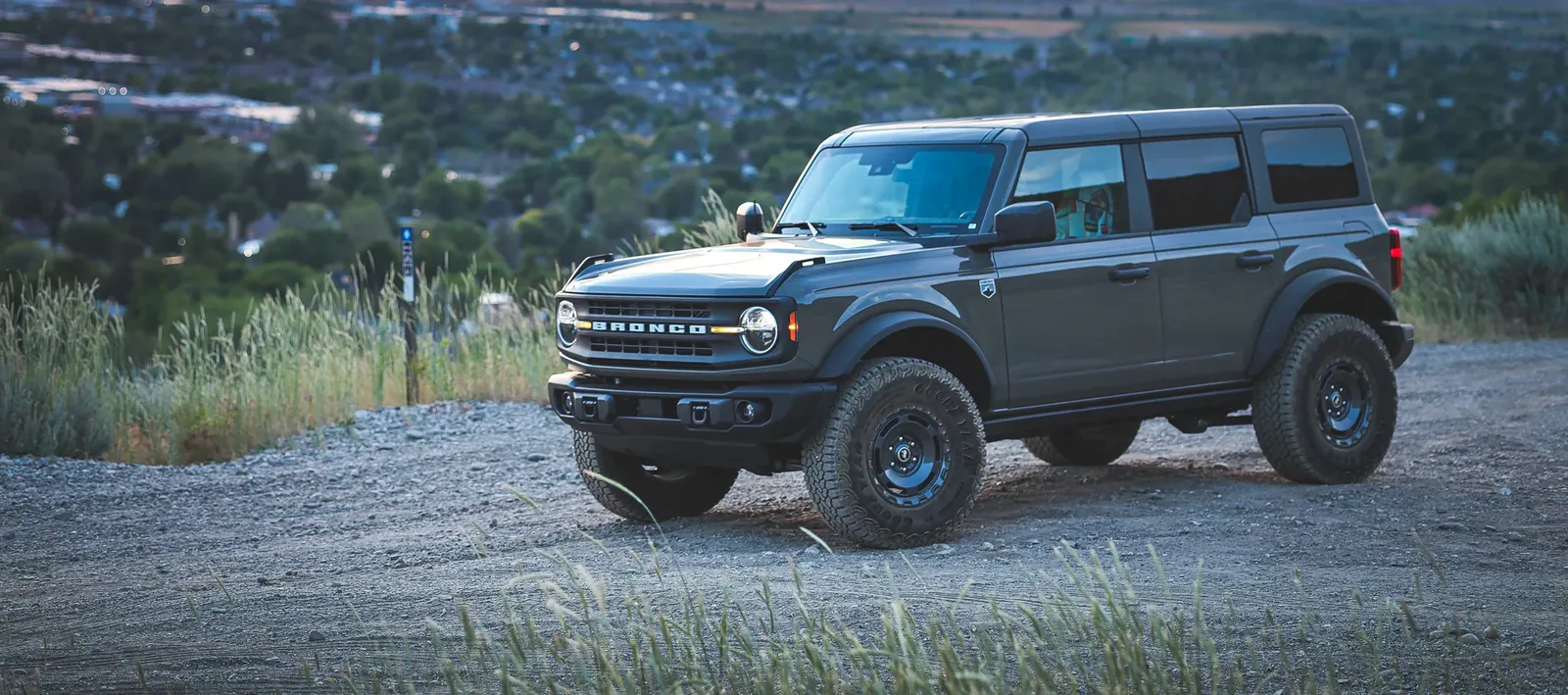 Ford Bronco high-speed tracking shot on a dirt road, Bountiful Canyon, Utah
